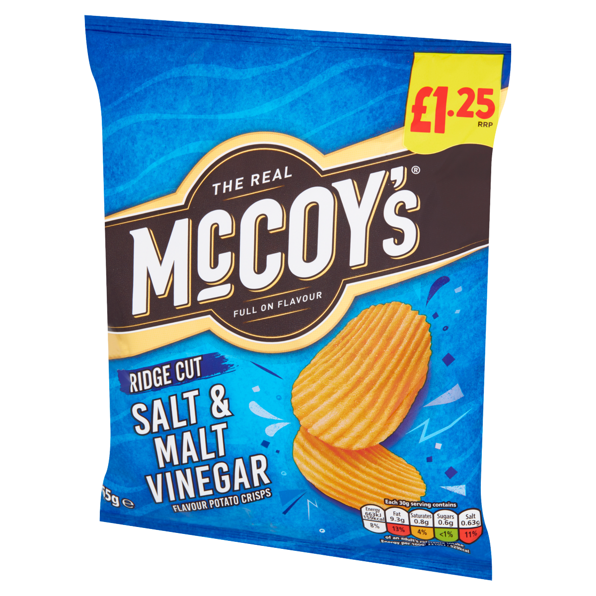 McCoy’s Ridge Cut Salt & Malt Vinegar Flavour Potato Crisps 65g