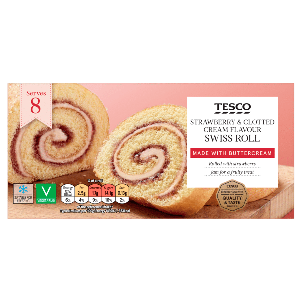 Tesco Strawberry & Clotted Cream Flavour Swiss Roll