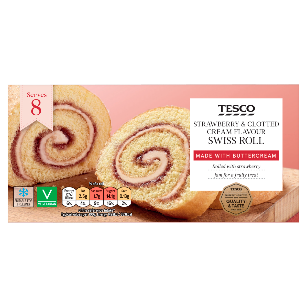 Tesco Strawberry & Clotted Cream Flavour Swiss Roll
