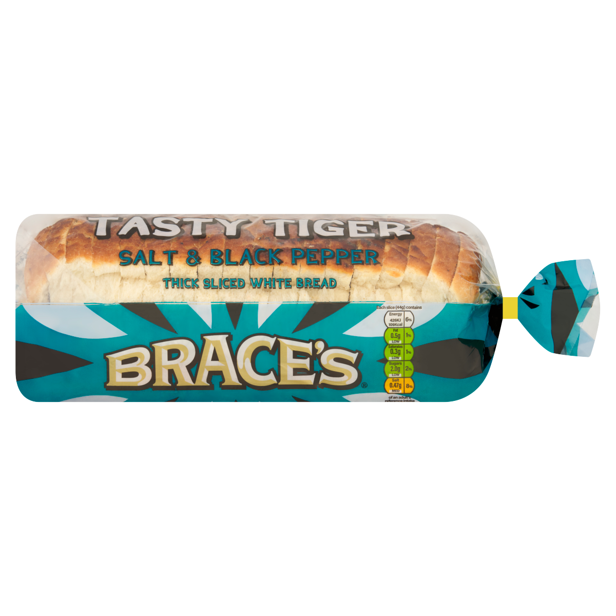 Brace’s Tasty Tiger Salt & Black Pepper Thick Sliced White Bread 800g