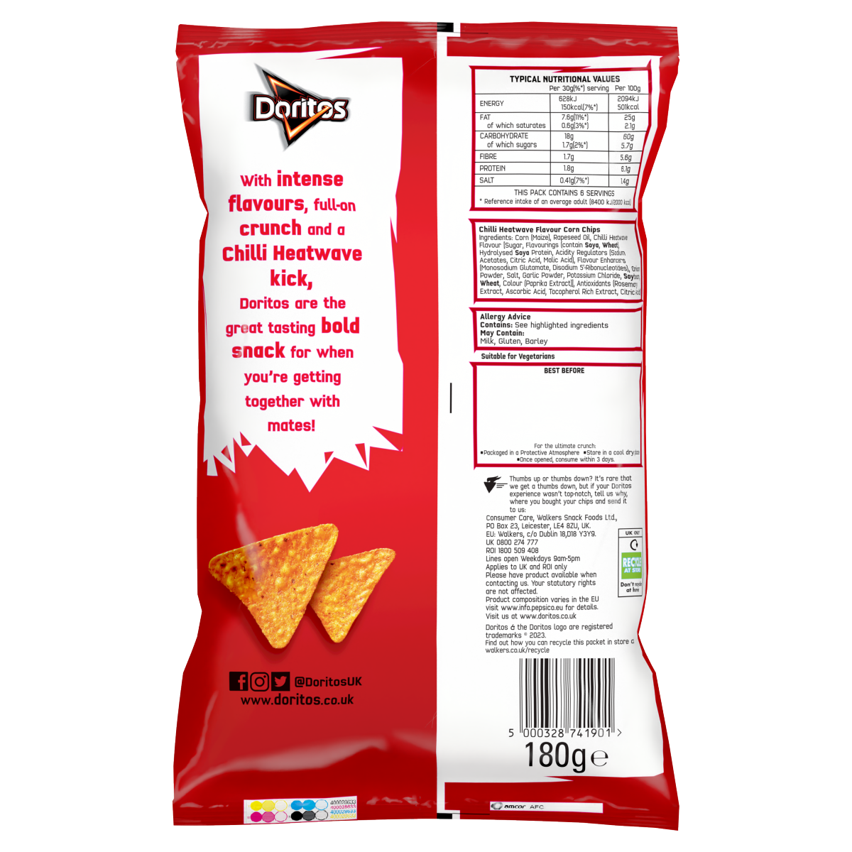 Doritos Chilli Heatwave Sharing Tortilla Chips Crisps 180g