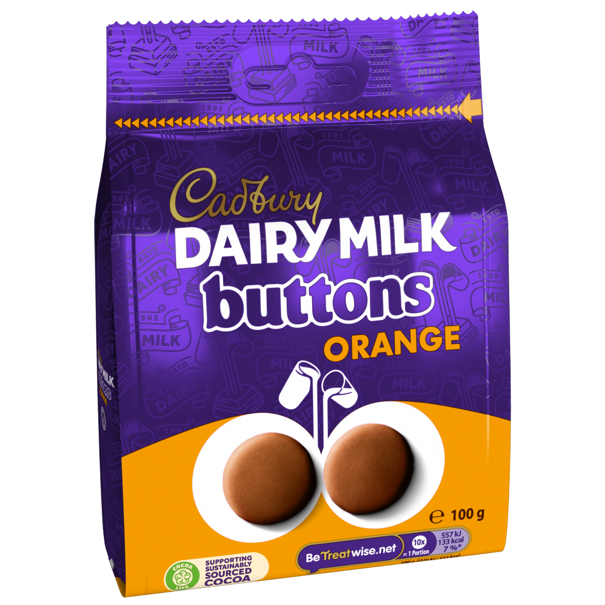 Cadbury Dairy Milk Chocolate Orange Buttons Bag 100g