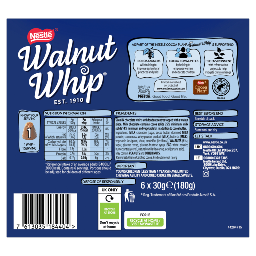 Walnut Whip 6 x 30g (180g)