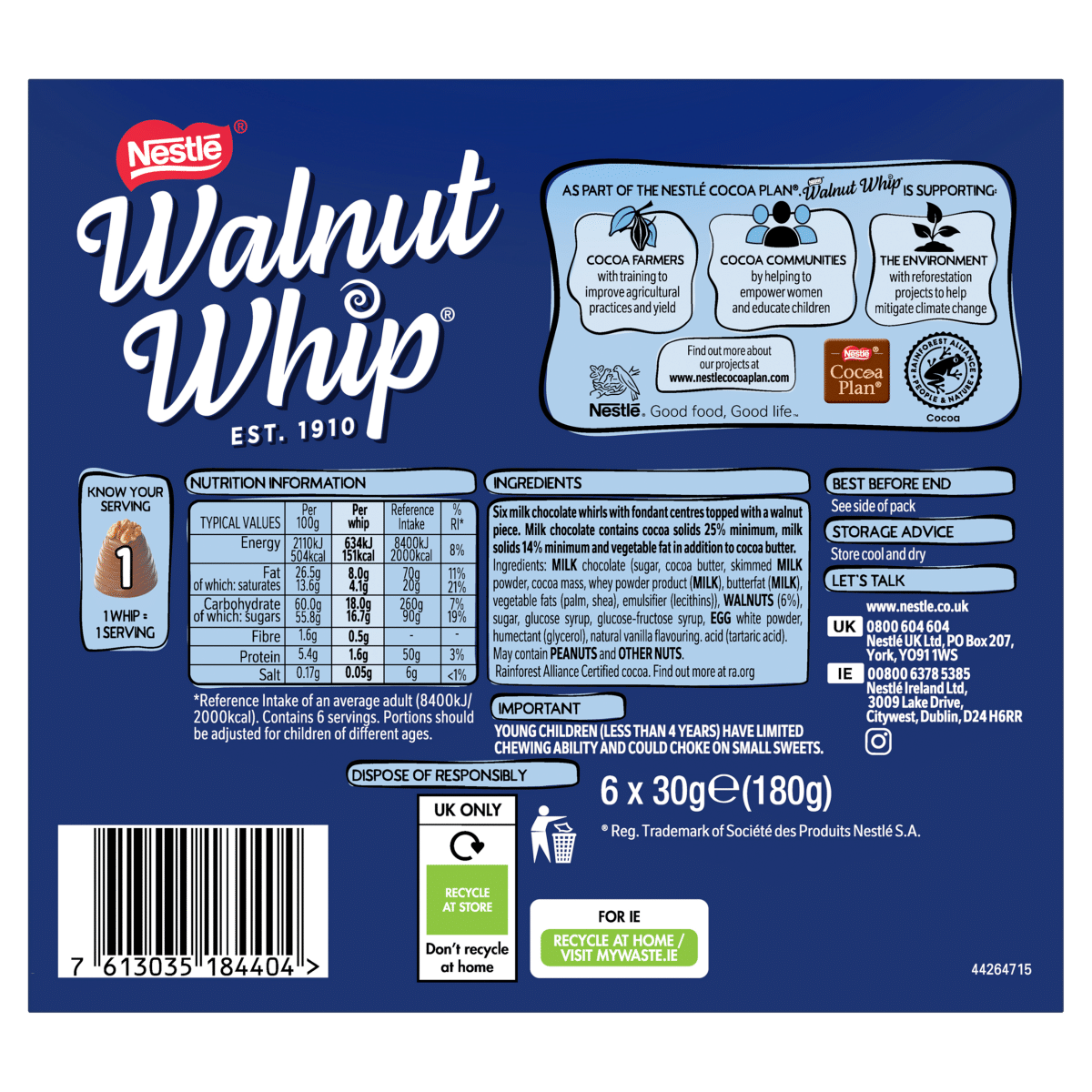 Walnut Whip 6 x 30g (180g)