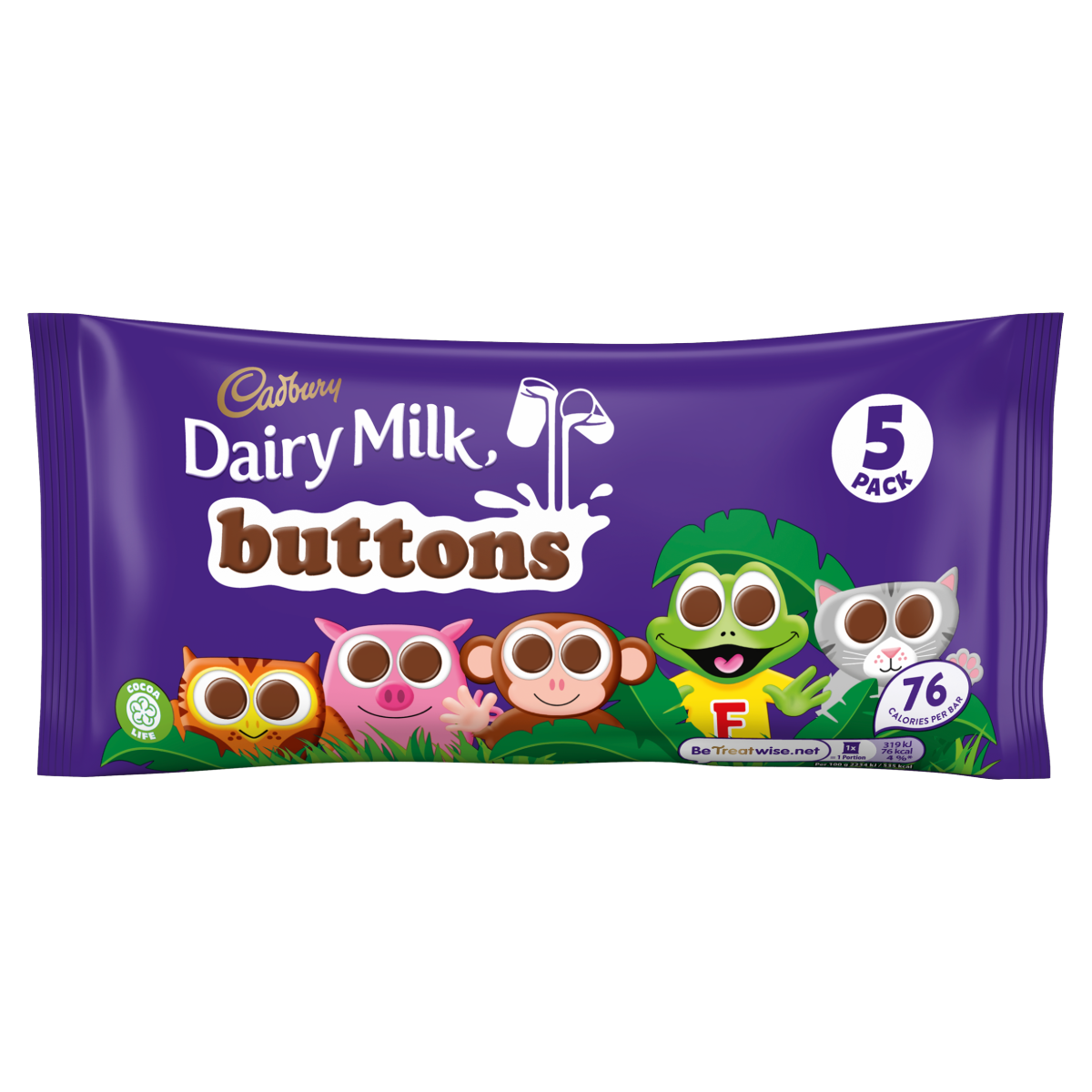 Cadbury Dairy Milk Chocolate Buttons Treat Size Bags 5 Pack Multipack 70g (5 x 14g)