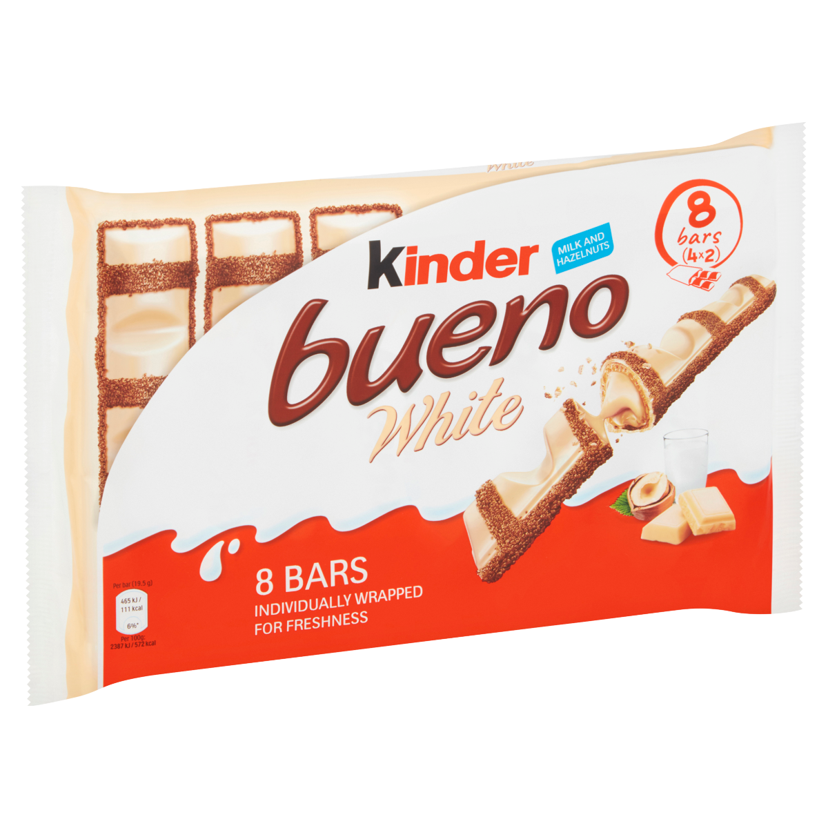 Kinder Bueno White Milk and Hazelnuts Bars 4 x 39g (156g)