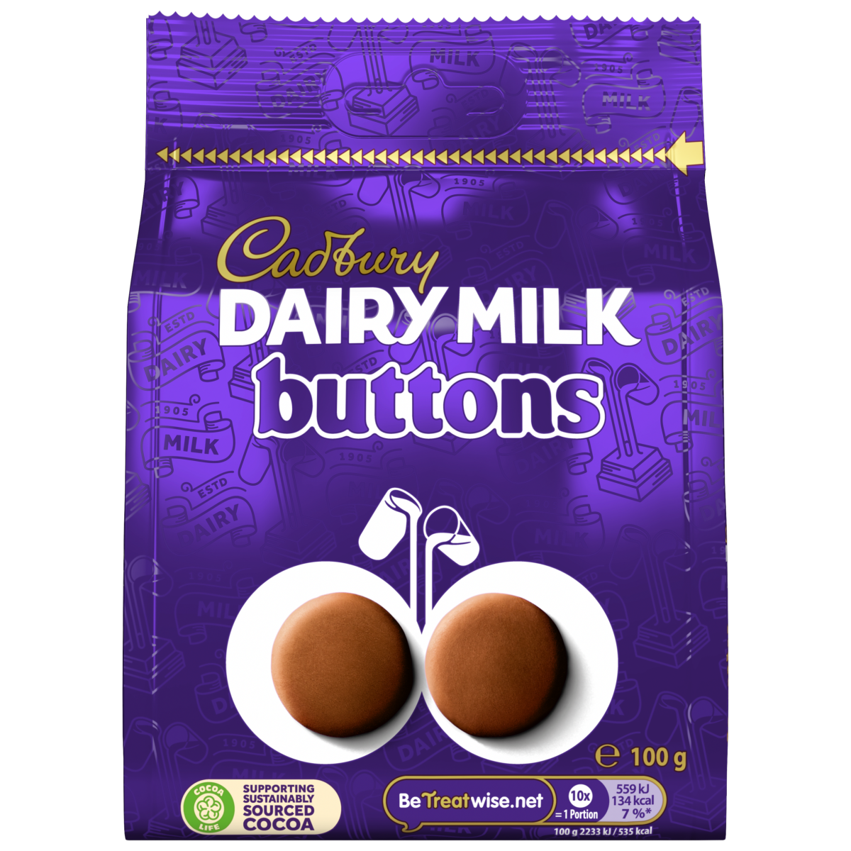 Cadbury Dairy Milk Buttons Chocolate Pieces 100 Gr