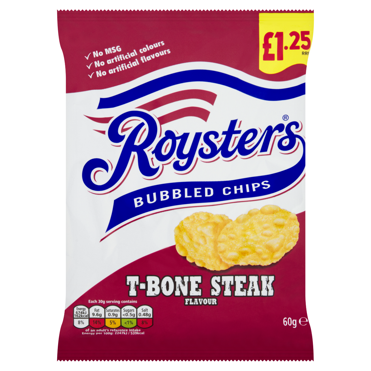 Roysters T-Bone Steak Flavour Bubbled Chips 60g