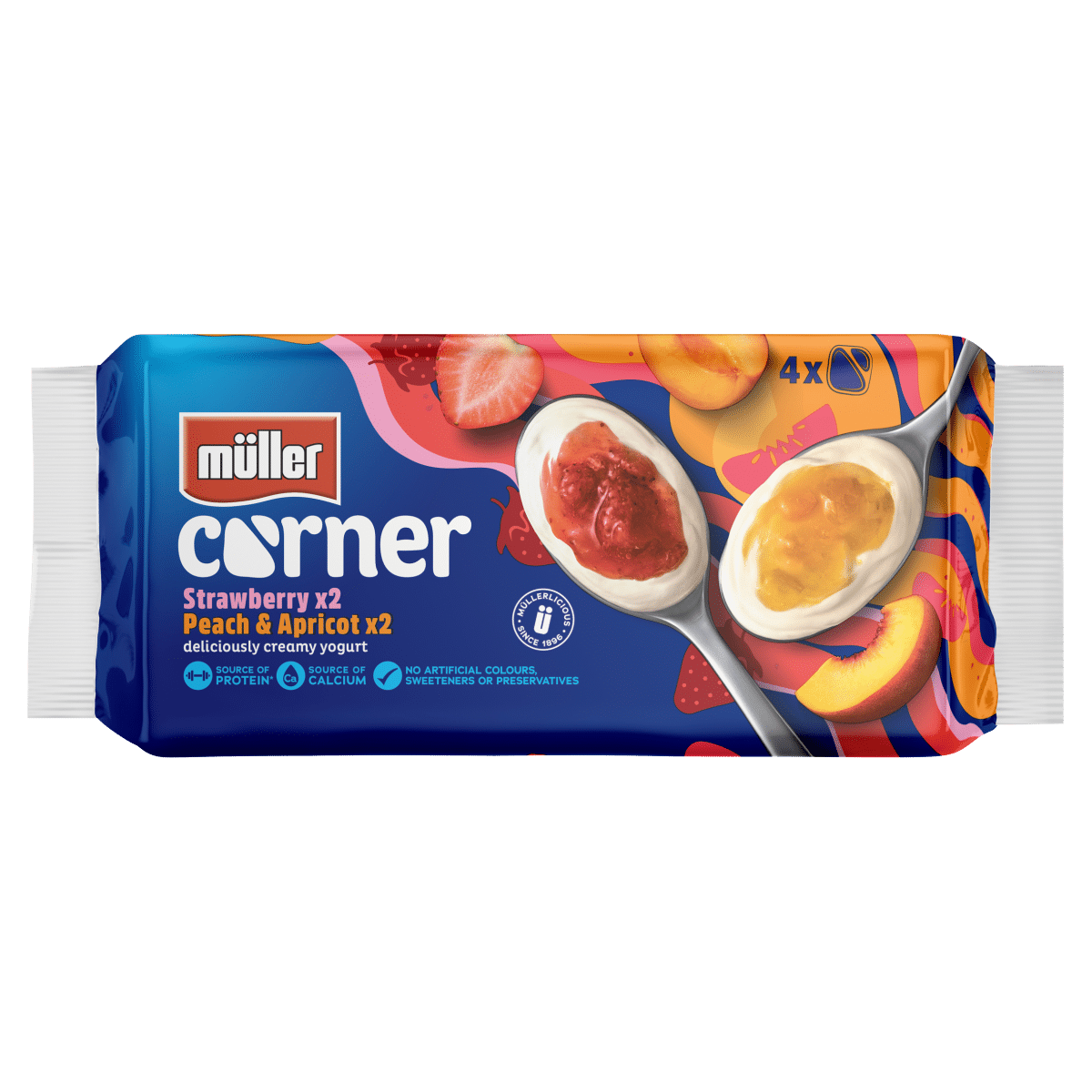 Müller Corner Strawberry, Peach & Apricot Family Pack 4 x 136g (544g)