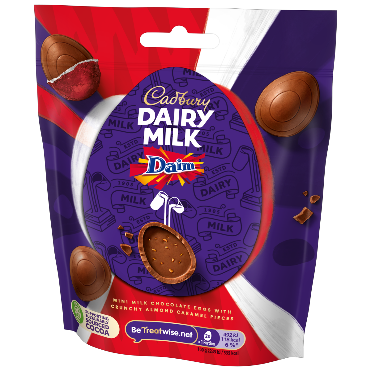 Cadbury Dairy Milk Filled Egg Daim Chocolate Eggs Mini 77g