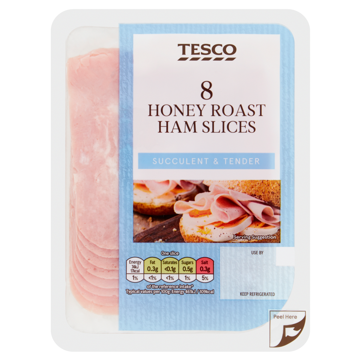 Tesco 8 Honey Roast Ham Slices 125g