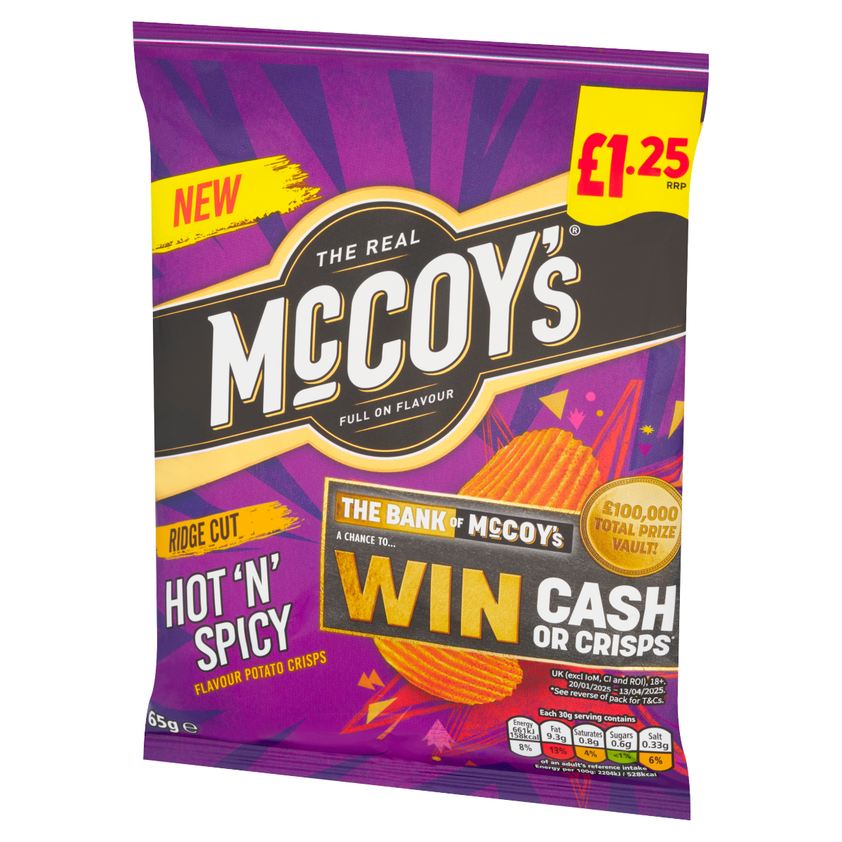 McCoy’s Hot ‘N’ Spicy Flavour Potato Crisps 65g