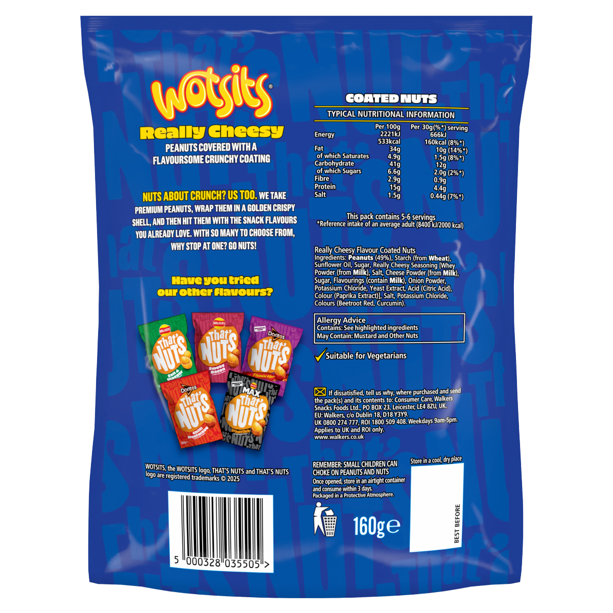 That’s Nuts Wotsits Really Cheesy Sharing Coated Peanuts 160g