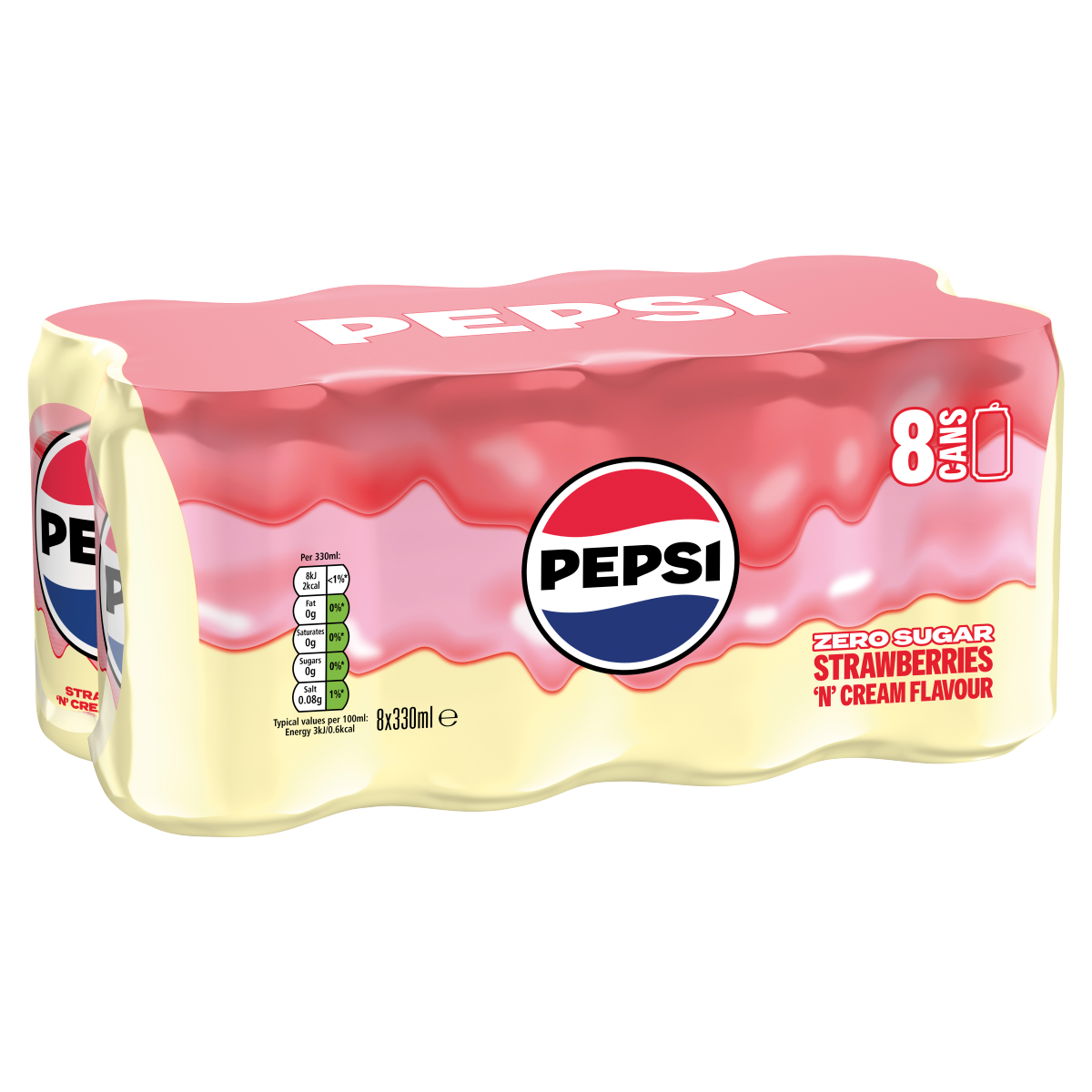 Pepsi Strawberries ‘N’ Cream Flavour 8 x 330ml