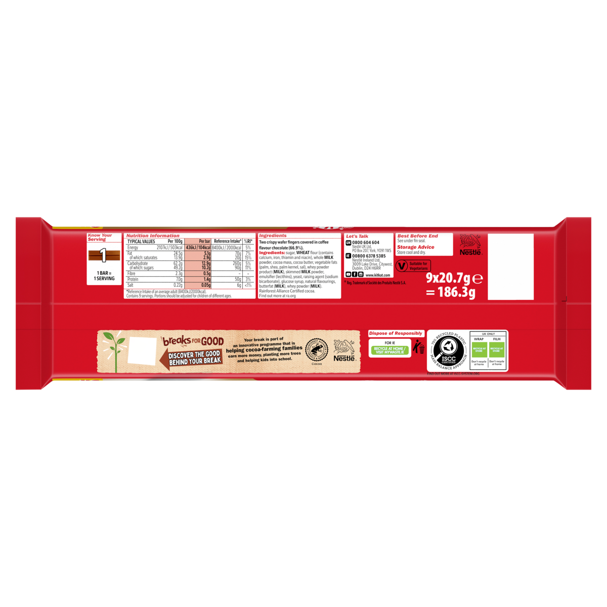 KitKat 2 Finger Mocha Flavour 9 x 20.7g (186.3g)