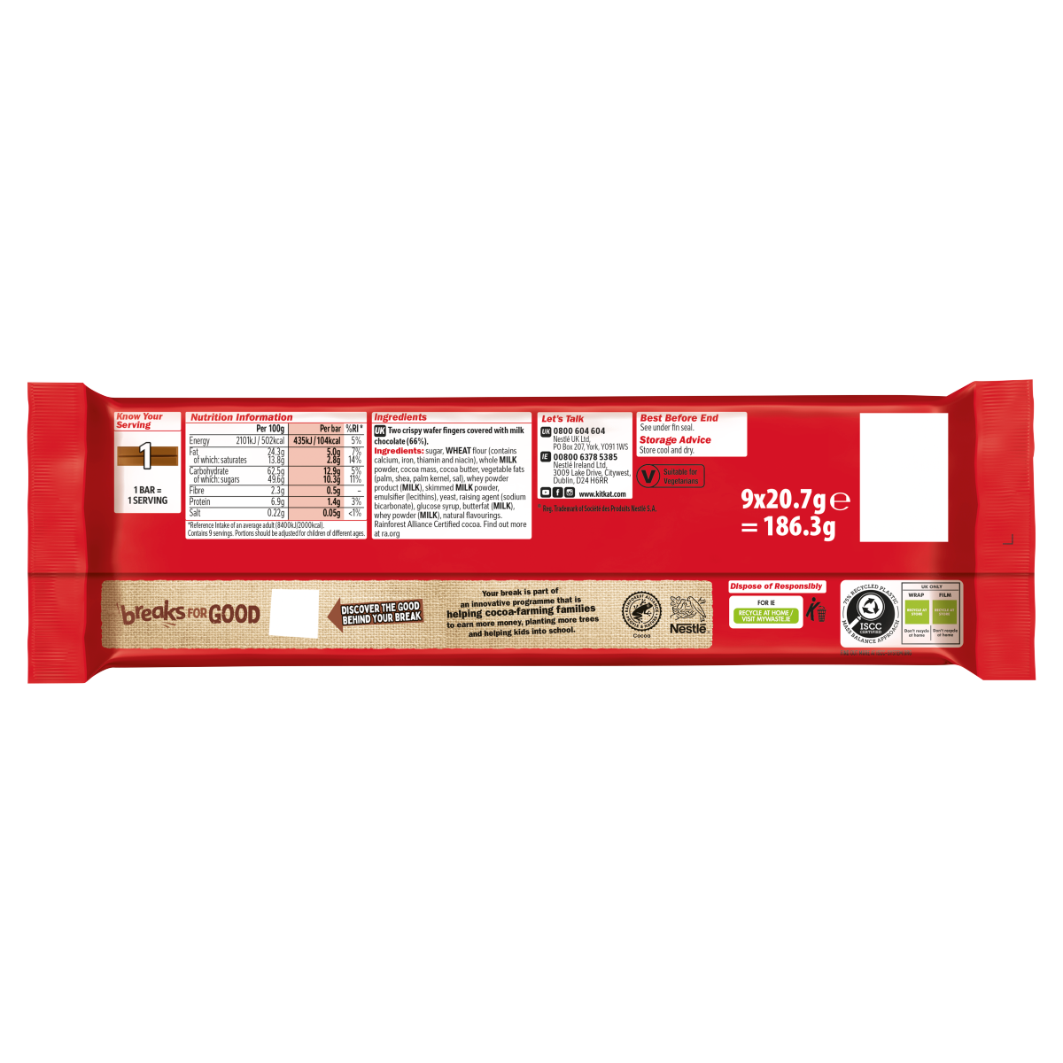 KitKat 2 Finger Original 9 x 20.7g (186.3g)