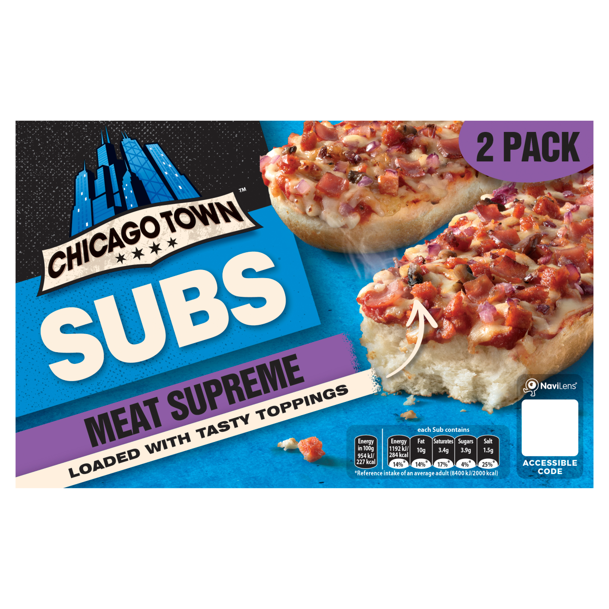 Chicago Town Meat Supreme Subs Pizza 2 x 125g (250g)