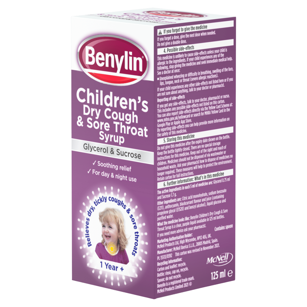 Benylin Children’s Dry Cough and Sore Throat Syrup 125ml