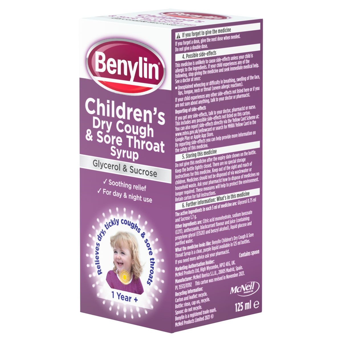 Benylin Children’s Dry Cough and Sore Throat Syrup 125ml