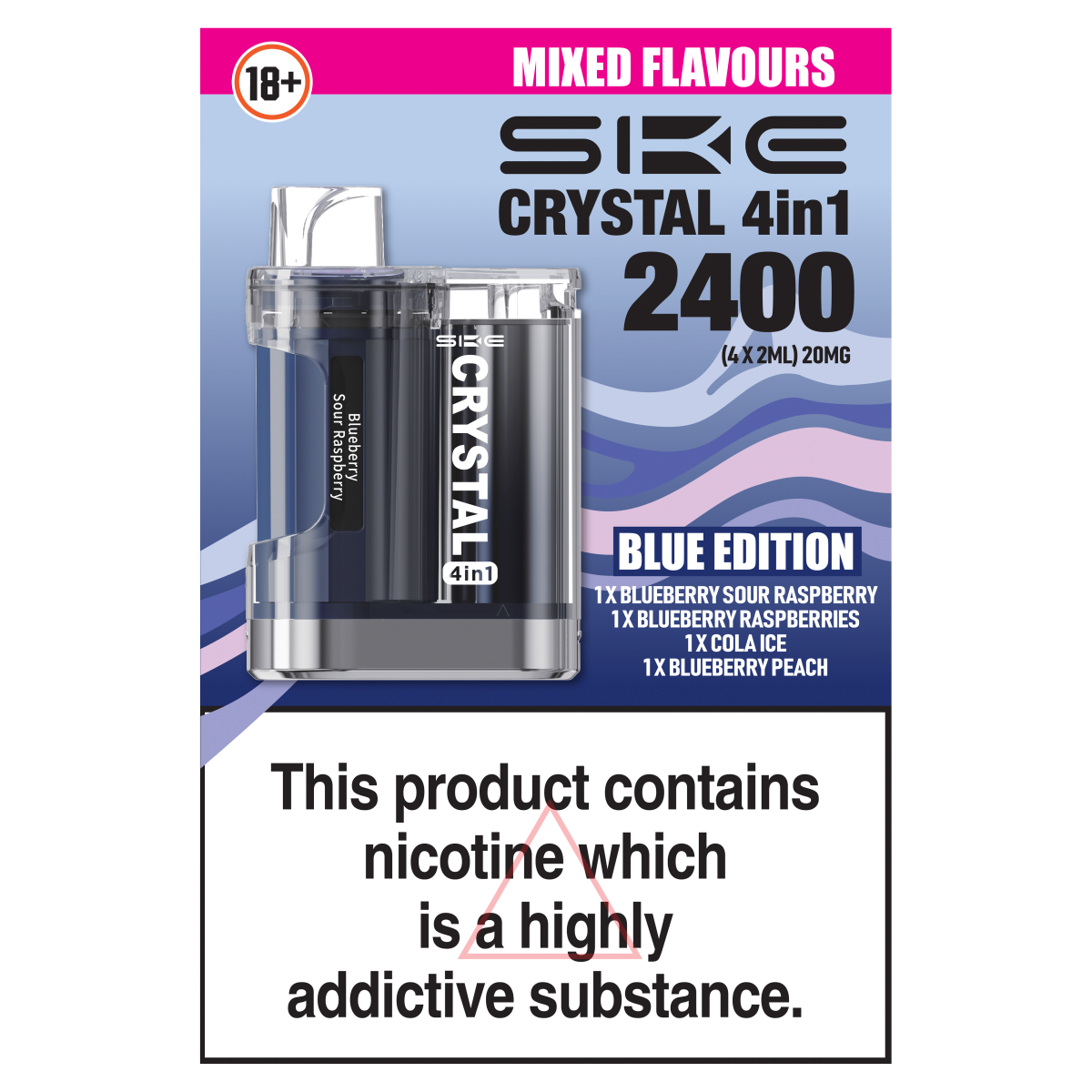 Ske Blue Edition Crystal 4in1 2400 Mixed Flavours 20mg 4 x 2ml