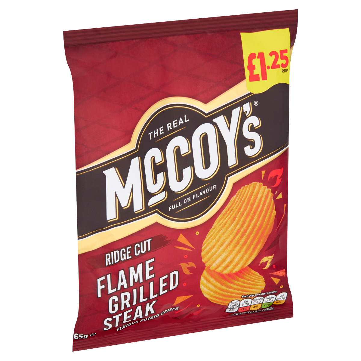 McCoy’s Ridge Cut Flame Grilled Steak Flavour Potato Crisps 65g