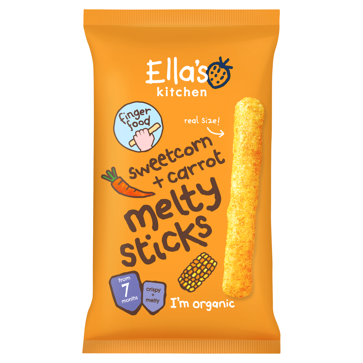 Ella’s Kitchen Sweetcorn + Carrot Melty Sticks 7+ Months 16g