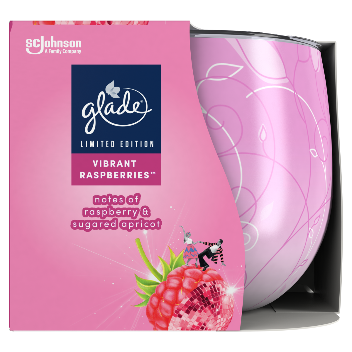 Glade Scented Candle Sleeved Vibrant Raspberries 120g