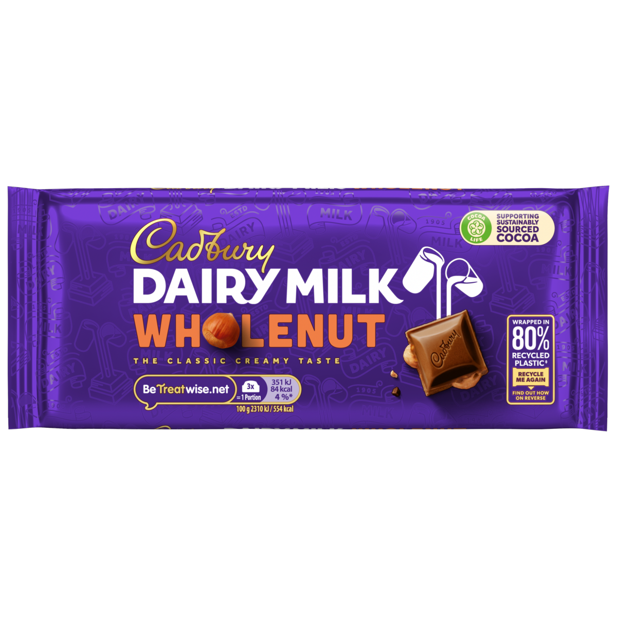 Cadbury Dairy Milk Wholenut Chocolate Bar 120g