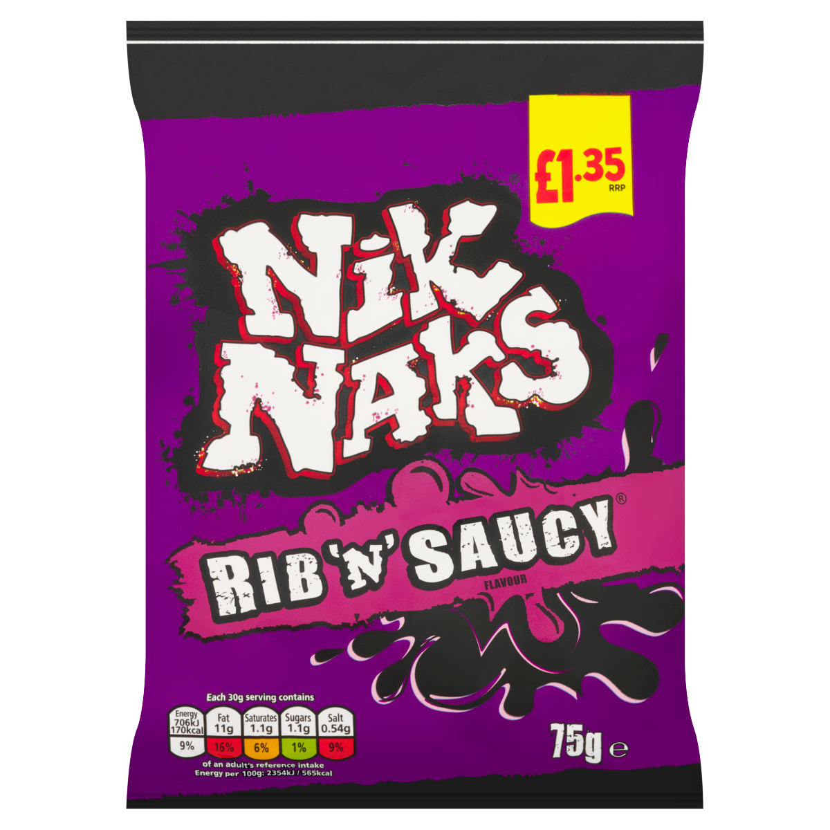 Nik Naks Rib ‘N’ Saucy Flavour 75g