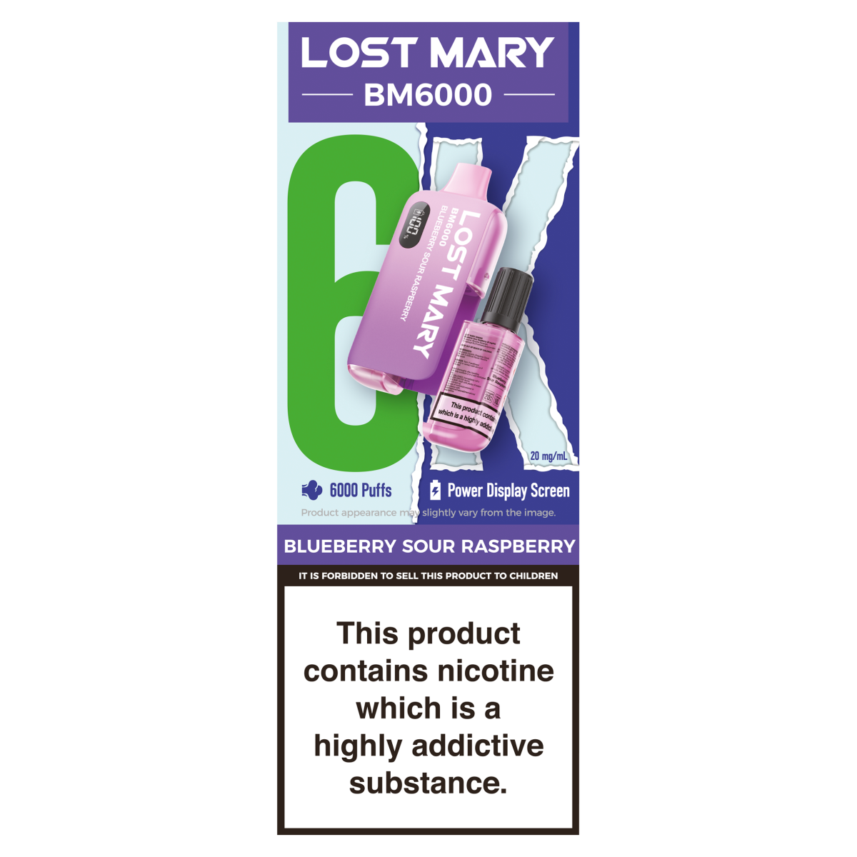 Lost Mary BM6000 Blueberry Sour Raspberry 20mg/ml
