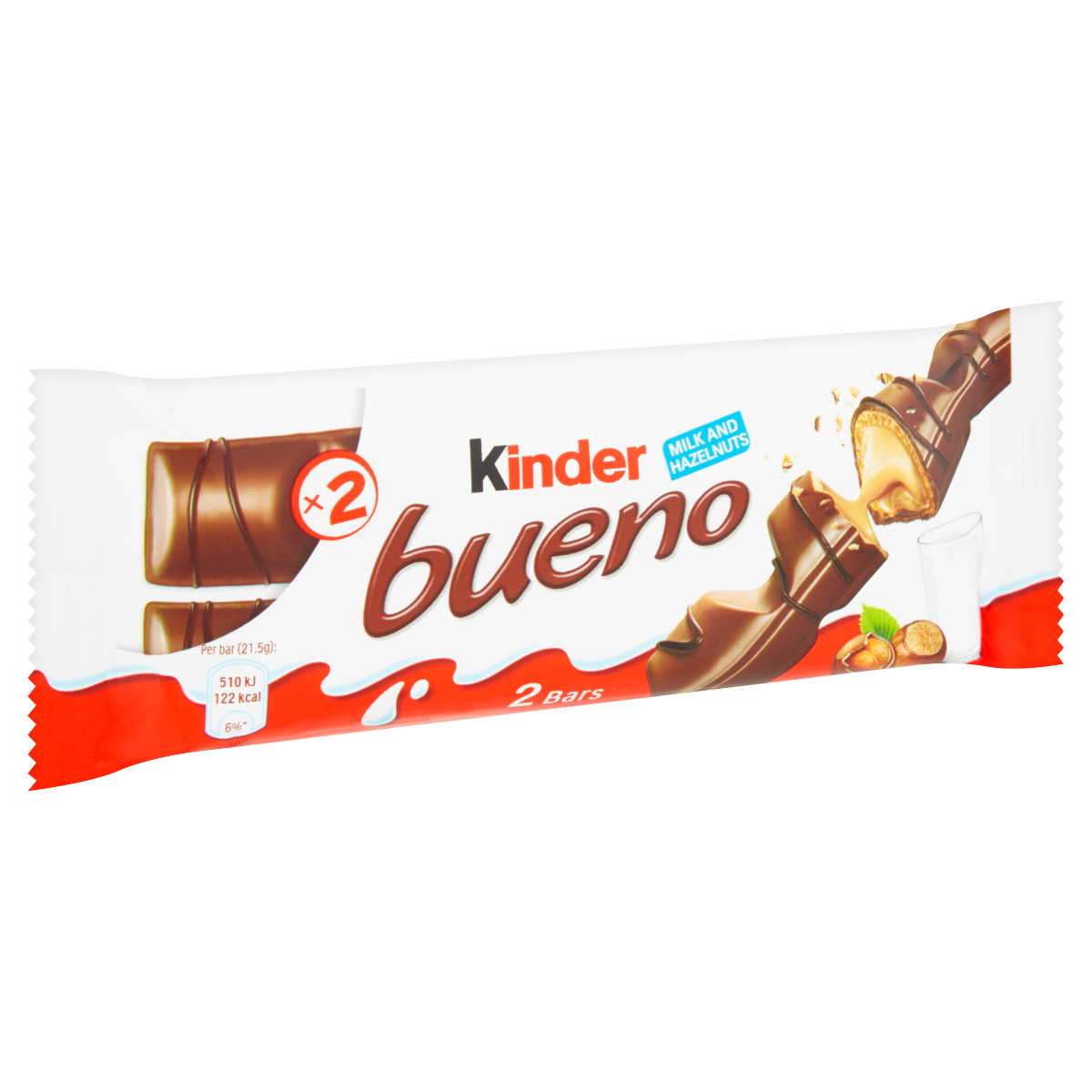Kinder Bueno Milk Chocolate and Hazelnuts Single Bar 2 Finger x 21.5g (43g)
