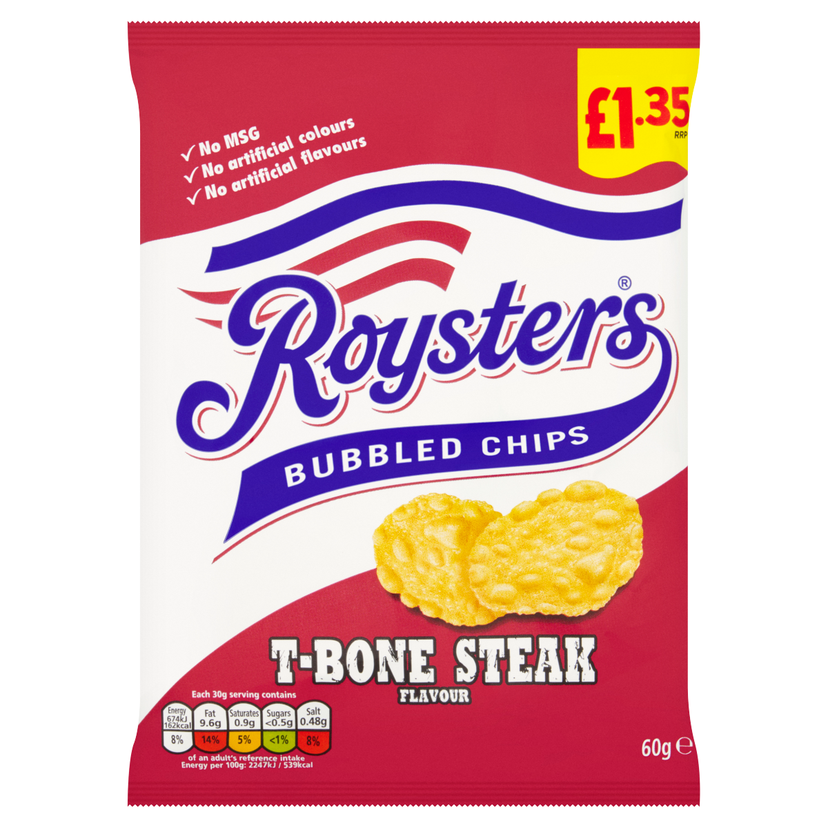 Roysters T-Bone Steak Flavour Bubbled Chips 60g