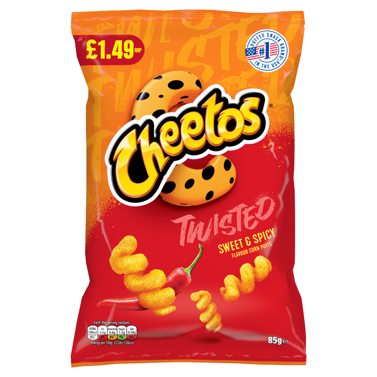 Cheetos Twisted Sweet & Spicy Sharing Crisps 85g PMP RRP £ 1.49