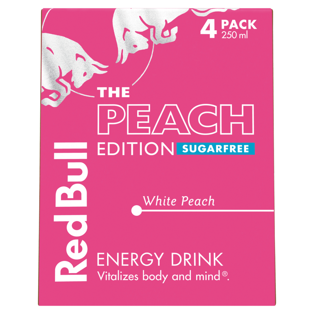Red Bull Energy Drink Sugar Free Peach Edition White Peach 4 x 250ml