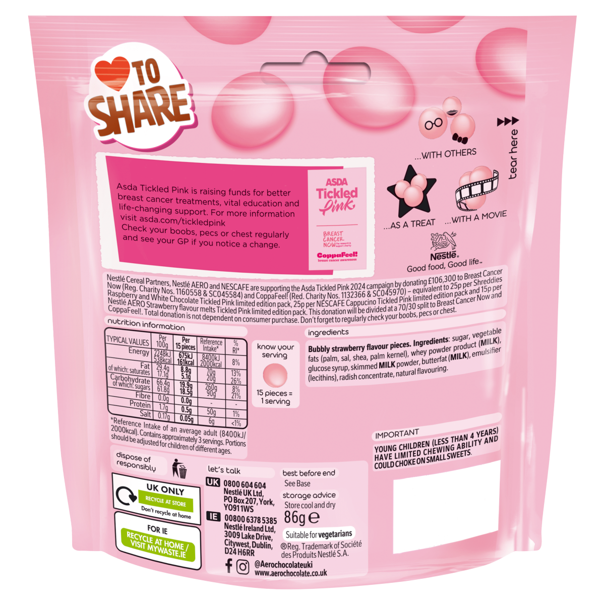 Aero Strawberry Flavour Melts 86g