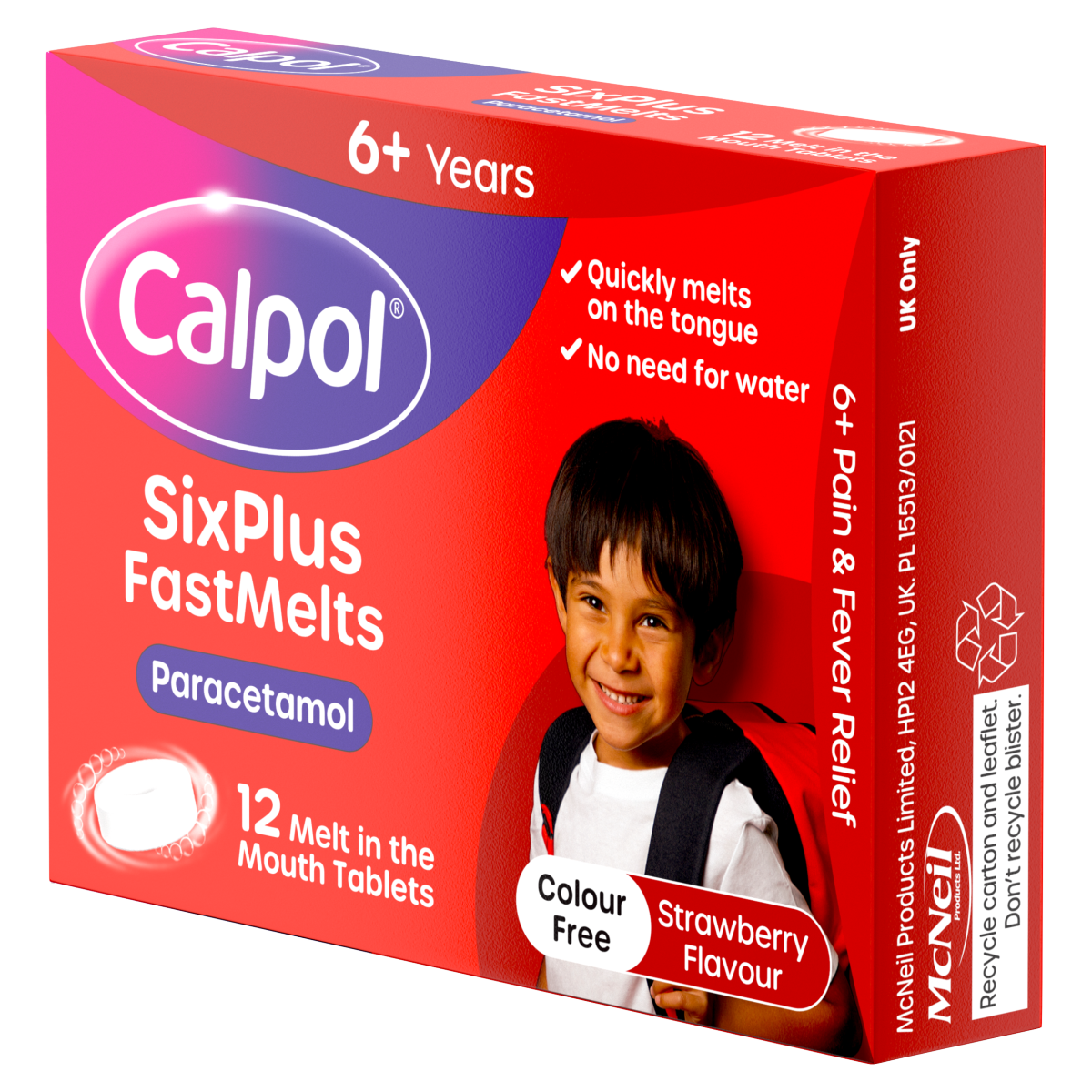 Calpol SixPlus Fast Melts Paracetamol Strawberry Flavour 6+ Years 12s