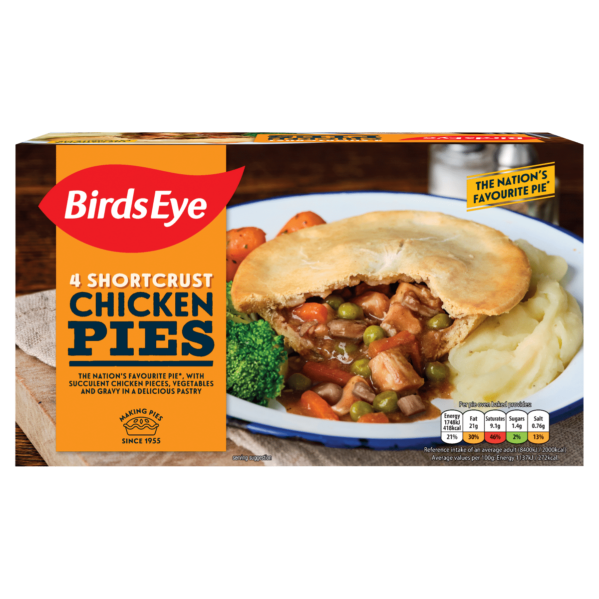 Birds Eye 4 Shortcrust Chicken Pies 620g