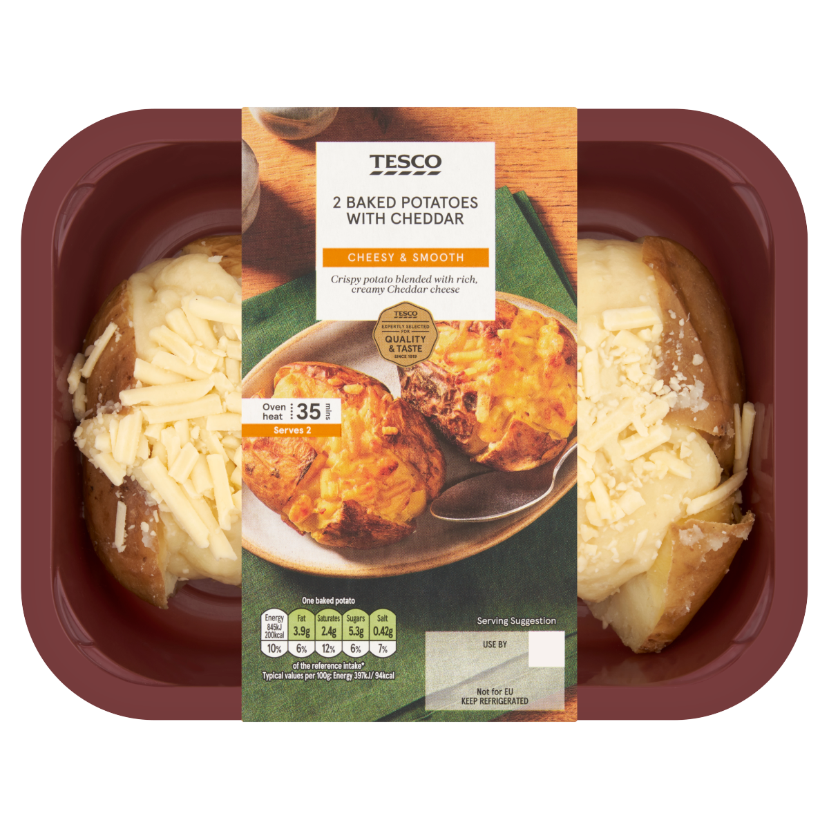 Tesco 2 Baked Potatoes with Cheddar 450g