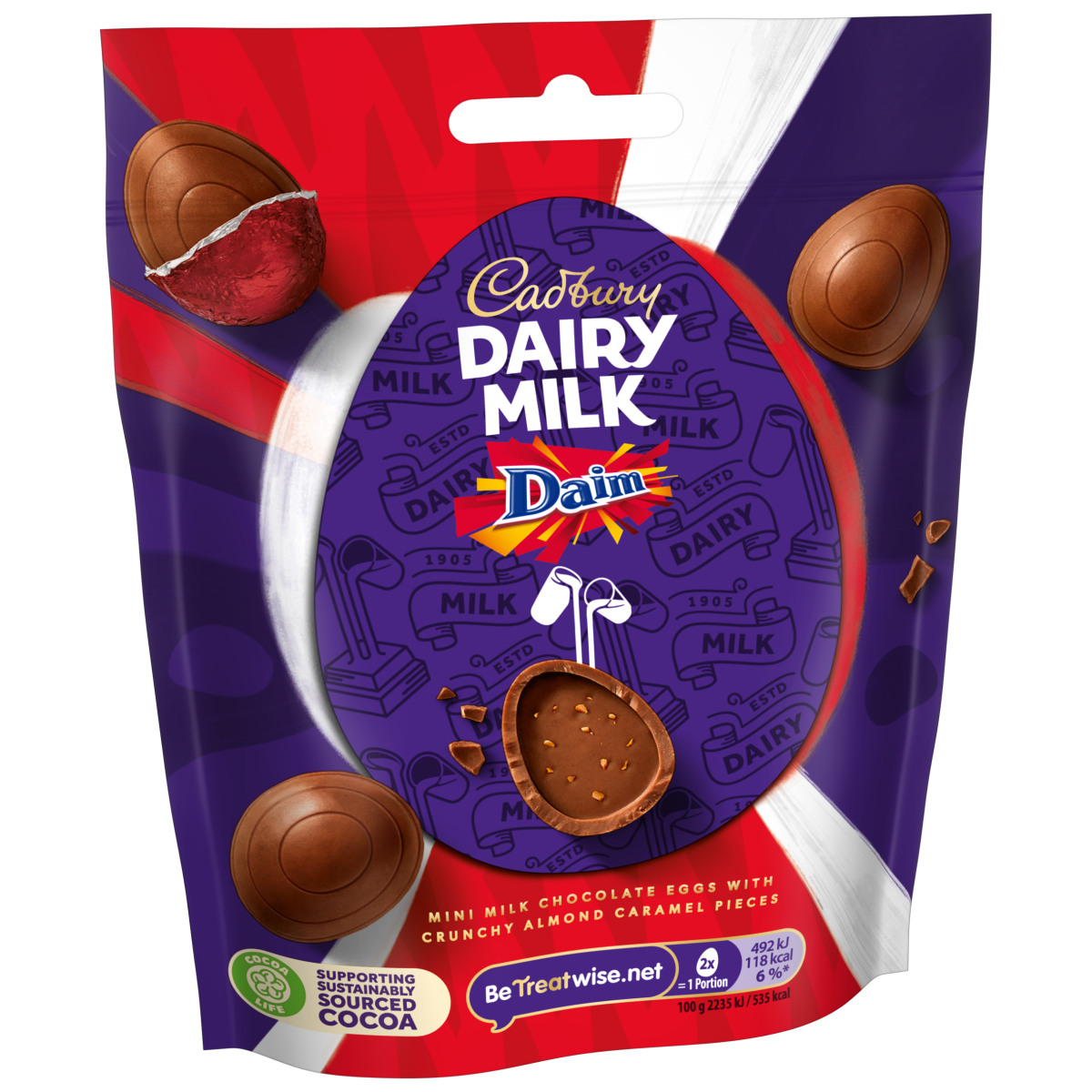 Cadbury Dairy Milk Filled Egg Daim Chocolate Eggs Mini 77 Gr