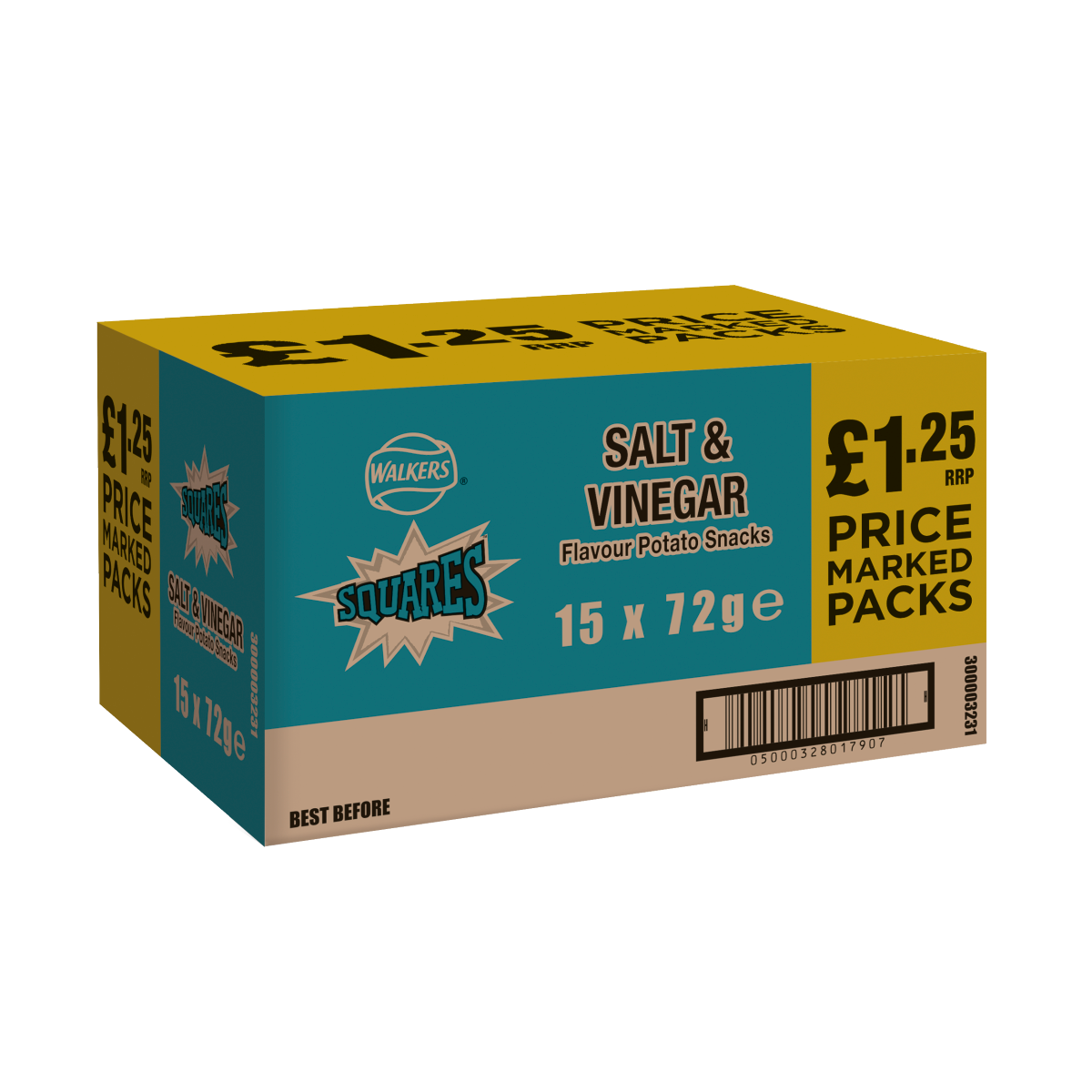 Walkers Squares Salt & Vinegar Snacks £1.25 RRP PMP 72g