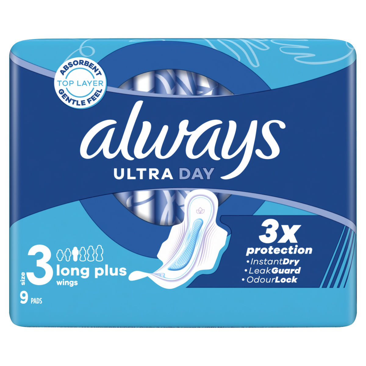 Always Ultra  Sanitary Towels Long Plus (Size 3) With Wings 9 Pads
