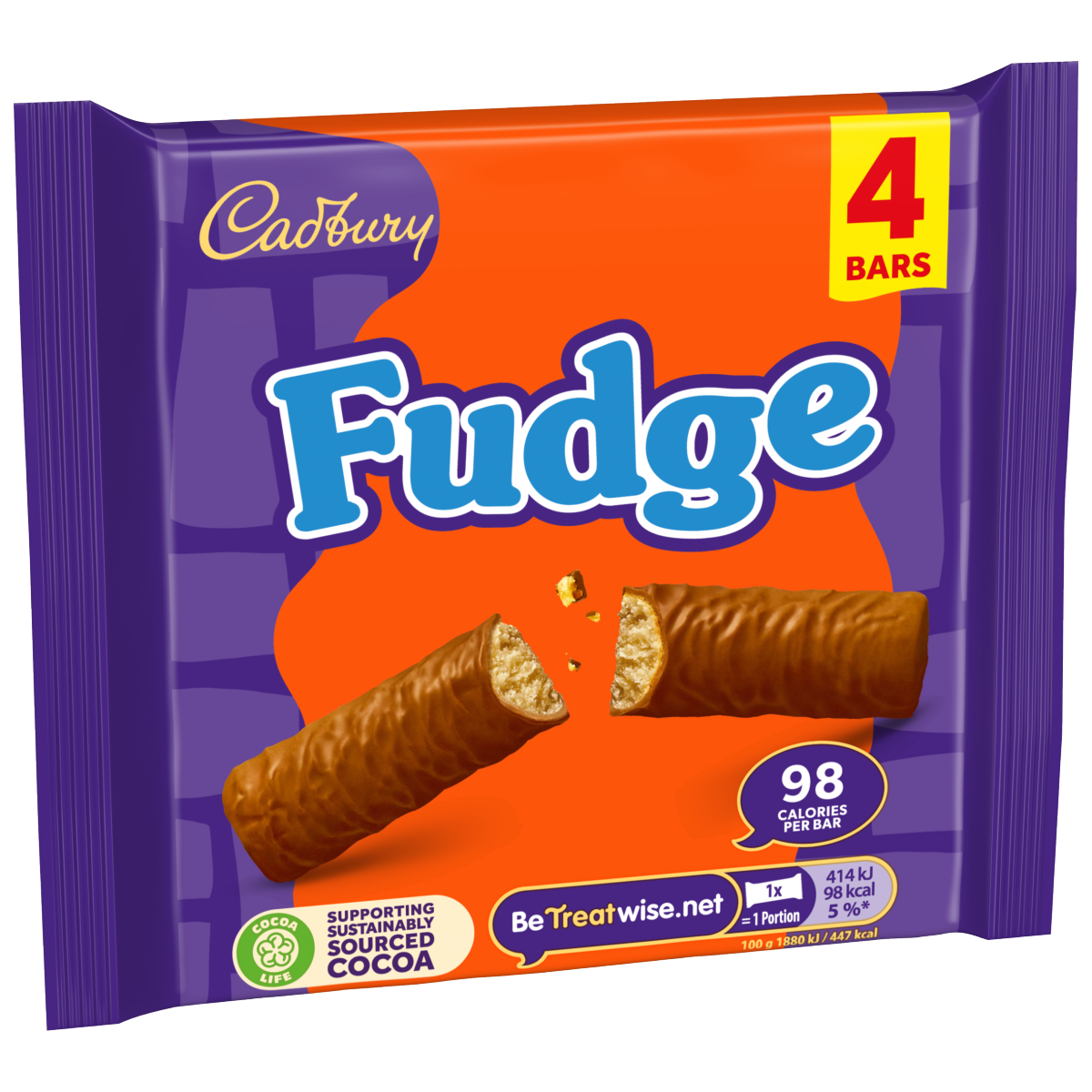 Cadbury Fudge Chocolate Bar 4 Pack Multipack 88 g (4 x 22g)