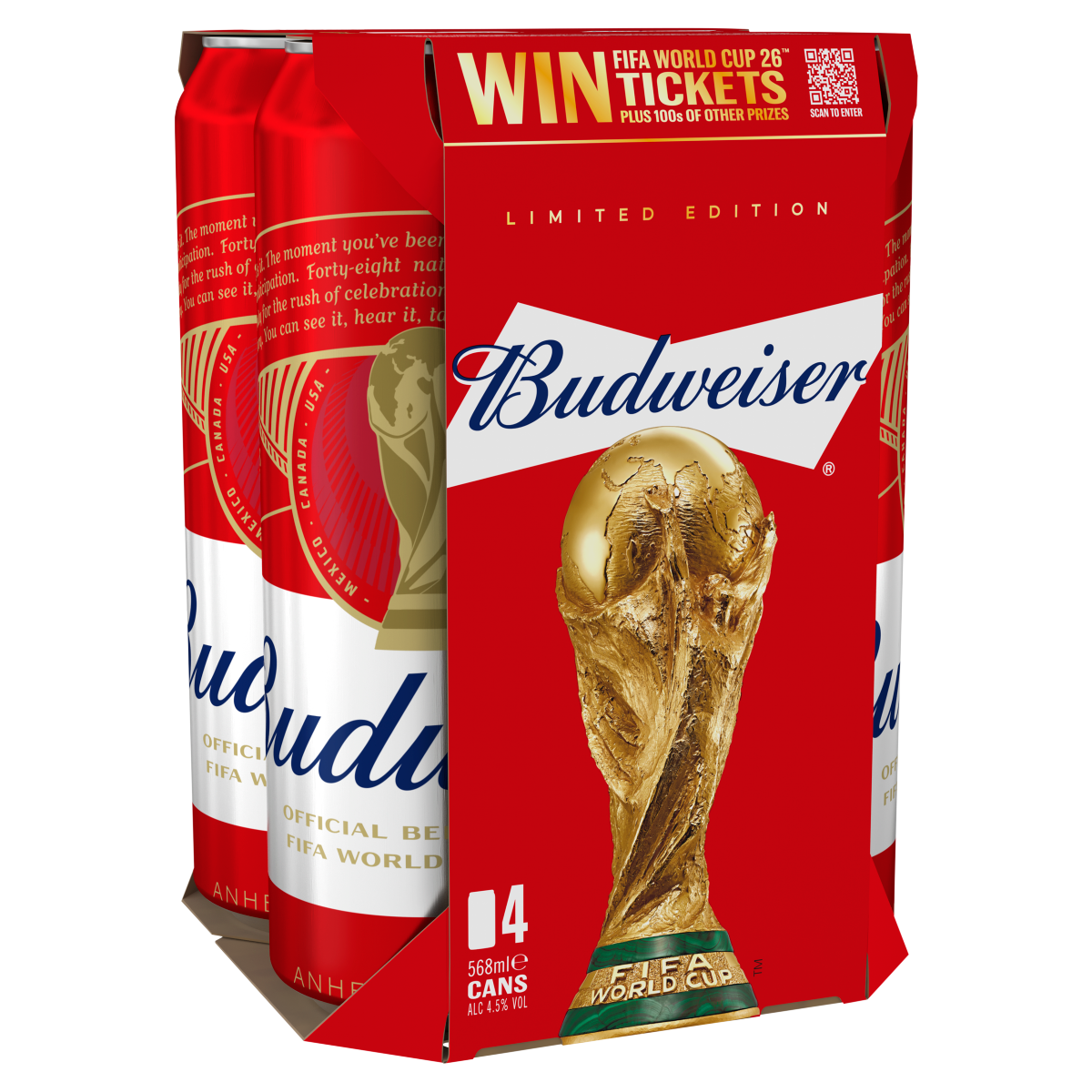 Budweiser Limited Edition Beer 4 x 568ml