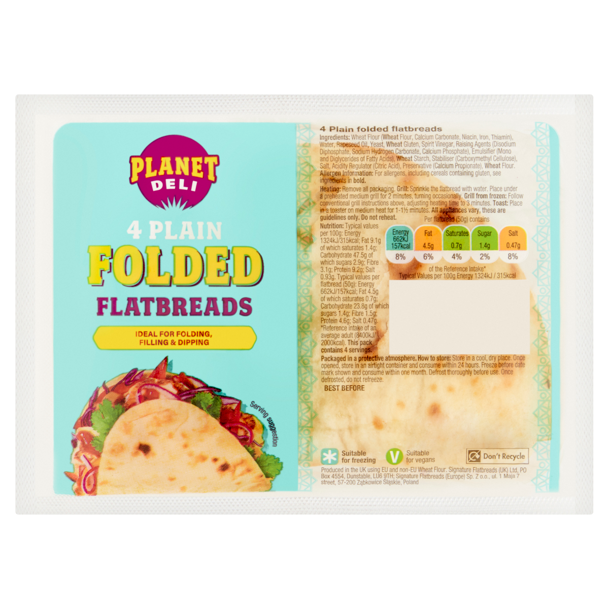 Planet Deli 4 Folded Flatbreads