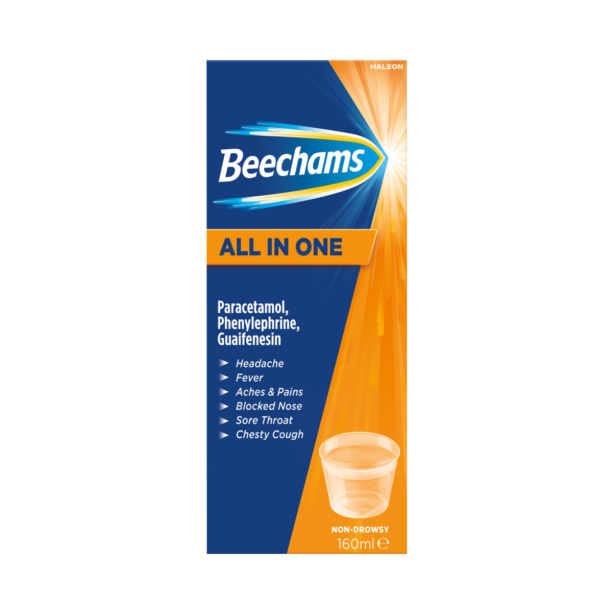 Beechams Cold & Flu All in One Liquid, with Paracetamol, 160ml
