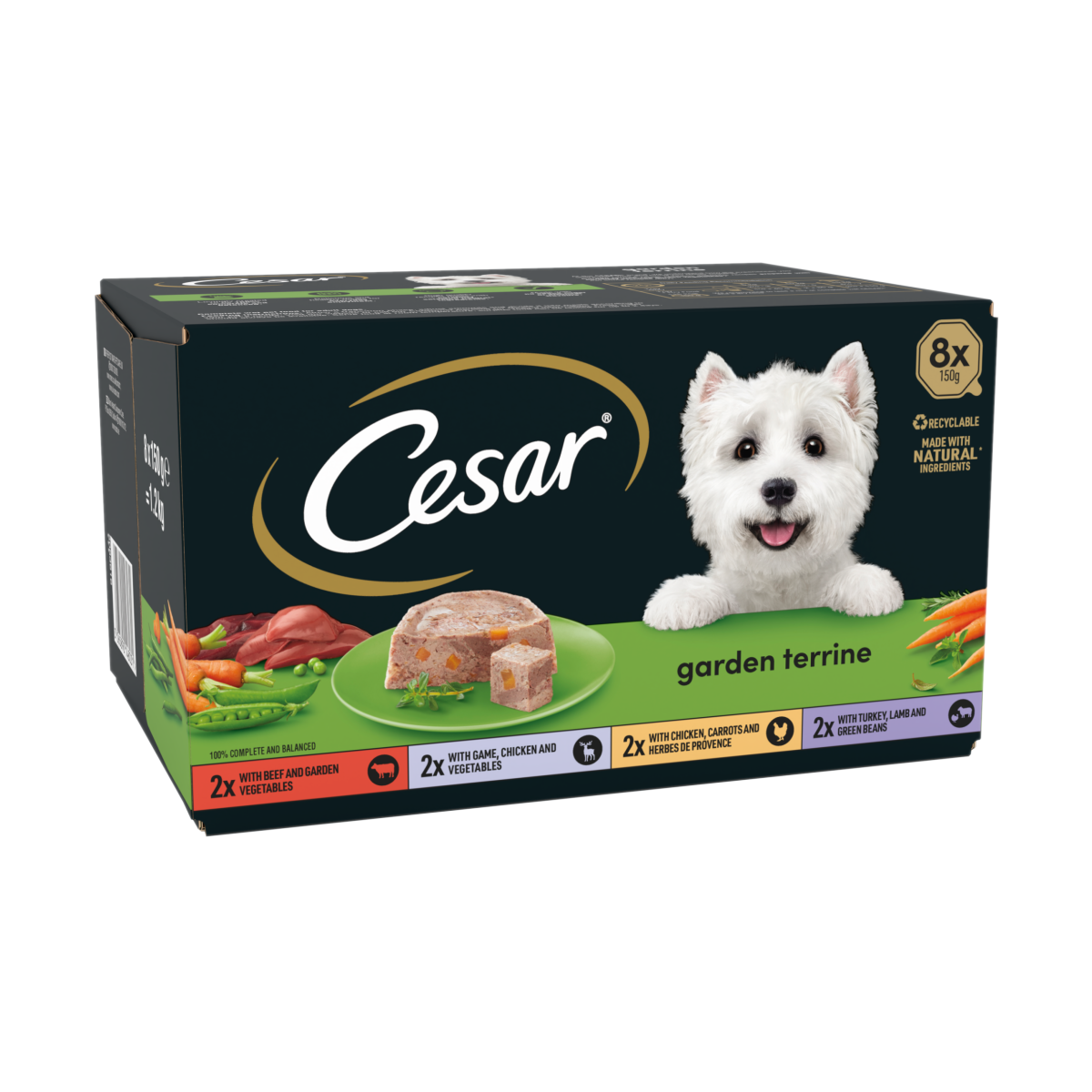 CESAR® Garden Terrine Dog Food Tray Mixed in Loaf 8 x 150g
