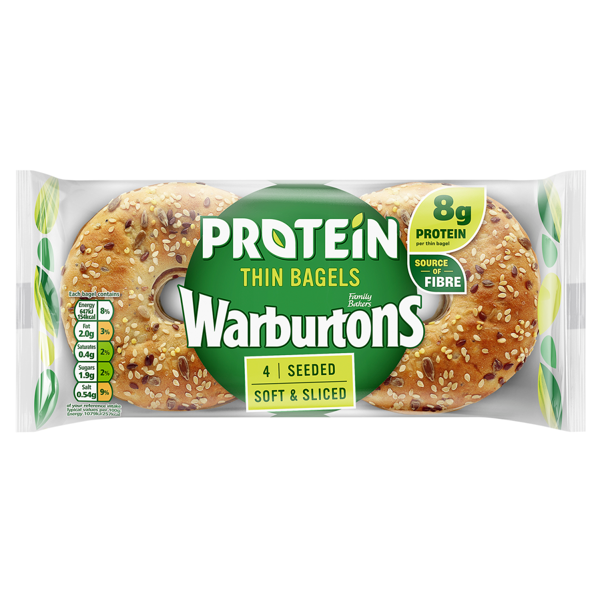 Warburtons 4 Seeded Protein Thin Bagels