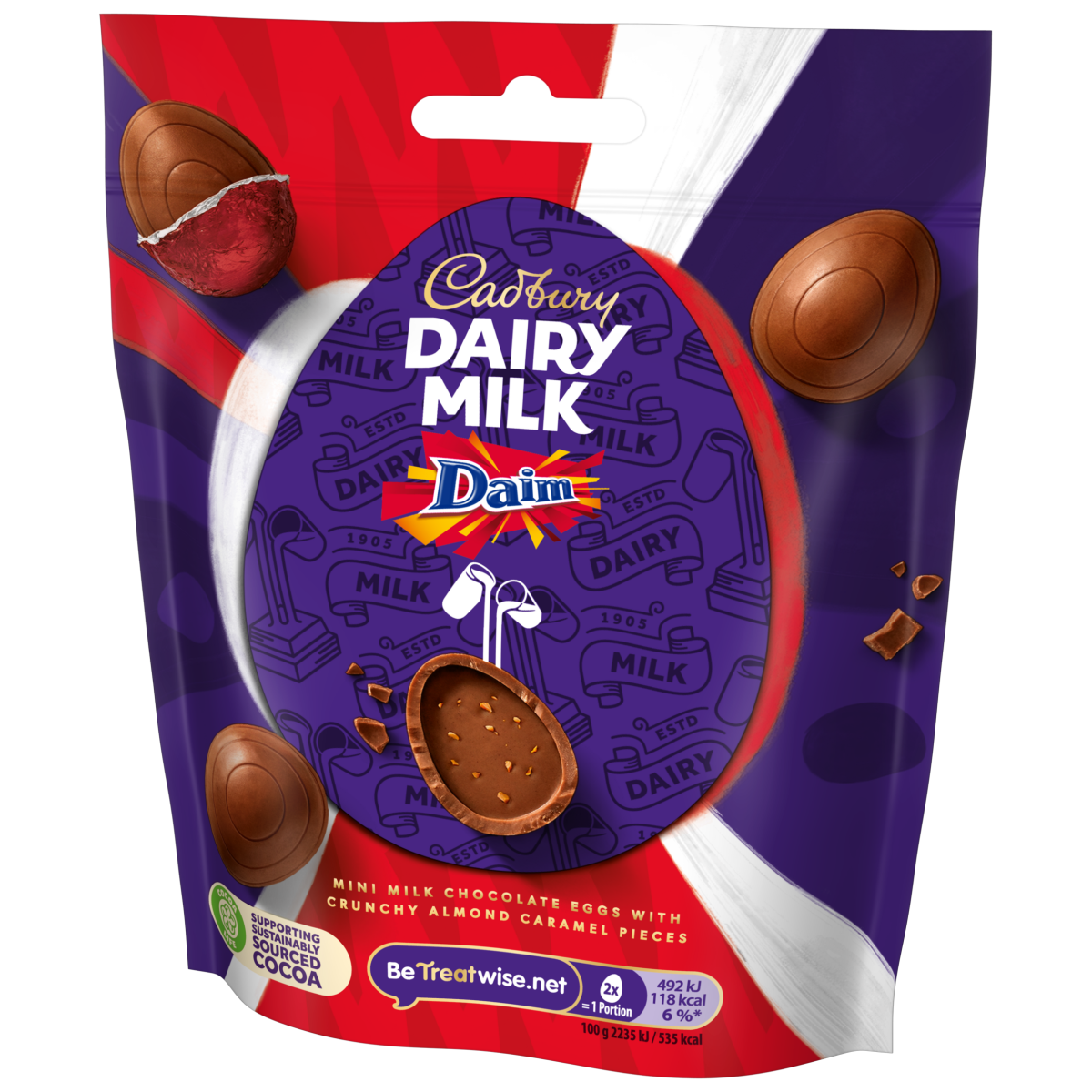 Cadbury Dairy Milk Filled Egg Daim Chocolate Eggs Mini 77 Gr