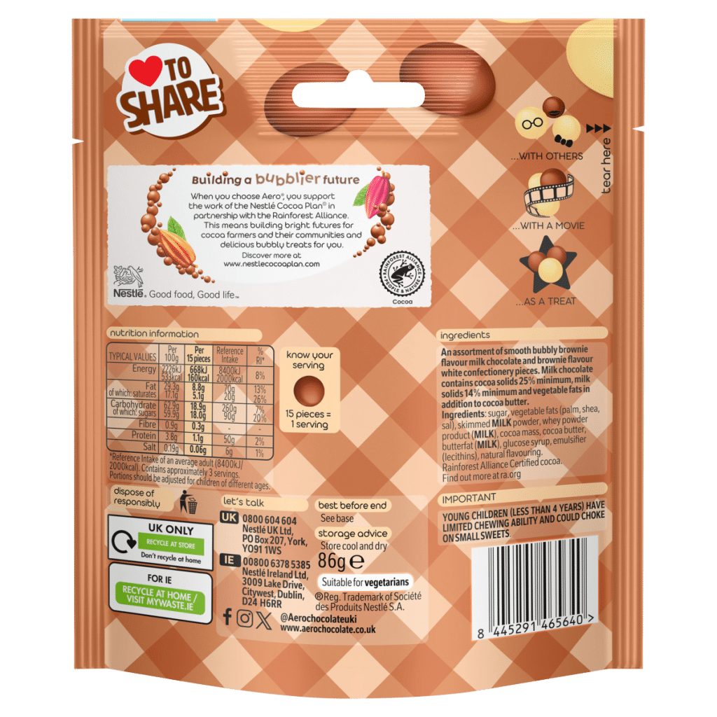 Aero Double Choc Brownie Flavour Melts 86g