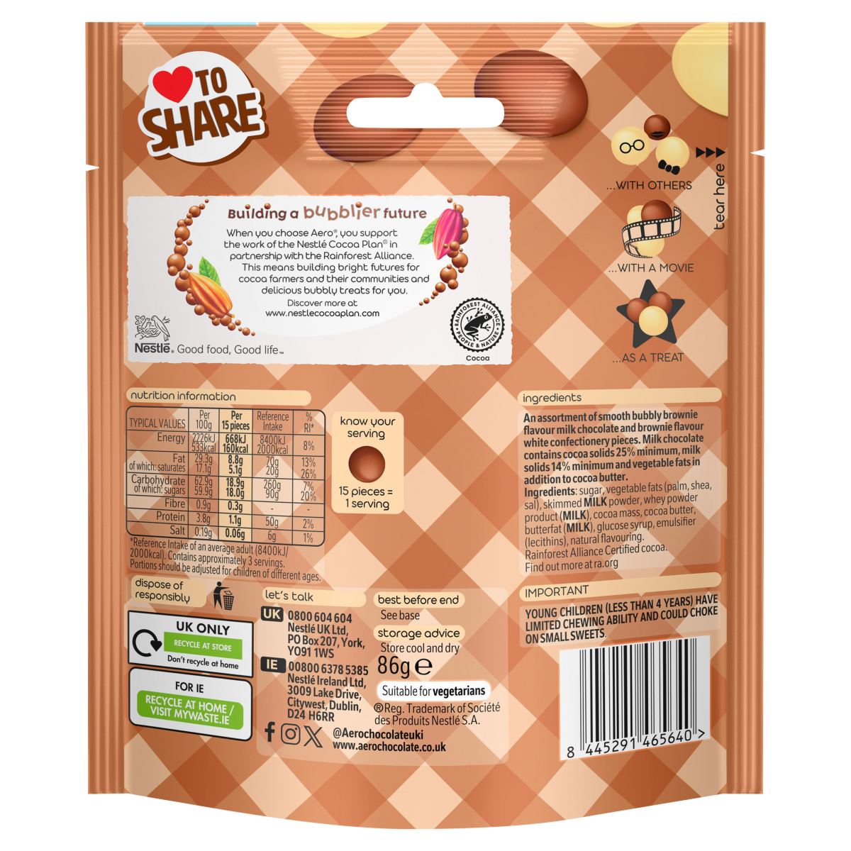 Aero Double Choc Brownie Flavour Melts 86g